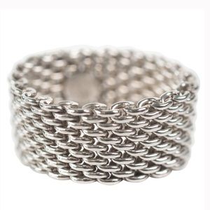 Sterling Silver Woven Mesh Ring Size 7